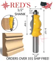 REDS Y80759-8 - 1-5/8" Decorative Molding Router Bit 1/2" Shank