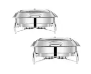 2X Stainless Steel Rectangular Chafing Dish Tray Buffet Cater Food Warmer Chafer
