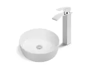 Ceramic Sink w/Basin Tap mixer w/Pop Up Waste Set Chrome Bathroom tap Brass NO Overflow Waste Strainer