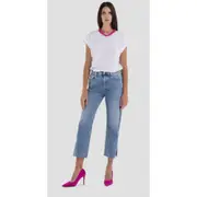 Replay Womens Cropped Jeans Maijke Rose Label Straight Fit Blue