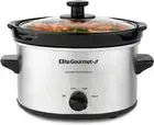 Elite Gourmet MST-275XS Electric Oval Slow Cooker, 2 Quarts, Stainless Steel