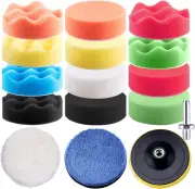 16 Pieces Buffing Pads 3 Inch Car Polishing Pad Kit Foam Polish Pads Wax Buffer