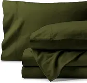 Bare Home Organic Cotton Flannel Sheet Set - Queen Size - 100% Cotton - Double Brushed for Extra Softness & Comfort - Warm, Cozy, and Durable - Breathable - Bed Sheets (Queen, Cypress)