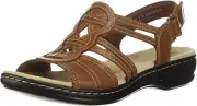 Clarks Women's Leisa Janna Tan Leather Sandal Us Size 9-W (2302) NEW