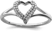 [JewelryWeb] 925 Sterling Silver Polished Diamond Love Heart Ring Size 6 Statement-Ring for Women