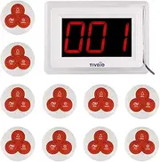 Retekess T-114 Restaurant Pager System with 999-channel Red LED Lights 1 Receiver Display and 10 Call Transmitter Button Pager for Hospital Restaurant Kitchen Patient Nursing Church