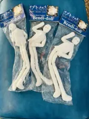 Lot 3 New Vtg 1989 Wimpole Street Creations Bendi-Doll Cloth Wired Poseable 14"