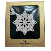 Vintage Wedgwood White Jasper Star Snowflake Christmas Ornament 3.25” NIB
