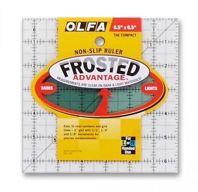 Frosted Acrylic OLFA Ruler 6.5" Square Ruler (The Compact) for Quilting & Crafts