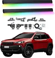 BJOHQ Electric Running Boards Compatible for Jeep Cherokee 2014-2022 with Light, SUV, Off-Road & Pickup Trucks - Retractable Truck Steps & Nerf Bars