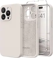 SuydanBox Magnetic for iPhone 14 Pro Max Case, Compatible with MagSafe, [Full Camera Protection][Screen Protector] Silicone Shockproof Protective Phone Case for iPhone 14 Pro Max 6.7", Stone