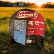 Coleman New 40 Degree Young Adult Sleeping Bag Montrose Blue Geometric Camping
