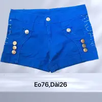 在飛比找蝦皮購物優惠-(E76D26) 男女藍色寶石鈕扣牛仔褲短褲
