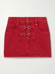 [Isabel Marant] Isabel Marant - Paulina Embellished Denim Mini Skirt - Red - FR 38 FR 38 Red
