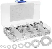 LIFKOME 360pcs Metal Gaskets Round Stainless Washer Washer Assortment Kit Stainless Steel Silver