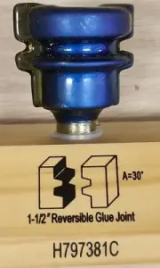 Blue Tornado Router Bit 1-1/2" Reversible Glue Joint H797381C woodworking panel