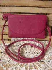 NWT FOSSIL SOPHIA RASPBERRY WINE PEBBLED LEATHER WALLET CROSSBODY ~ MRSP: $98