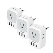 3 Pack European Travel Plug Adapter USB C, US to Europe Gray&White-Type C