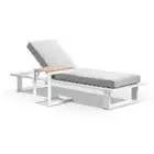 Arcadia Aluminium Sun Lounge with Balmoral Teak Slide Under Side Table