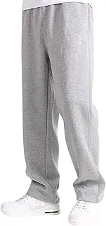[Generic] Men's Baggy Sweatpants Straight Leg Open Bottom Casual Pants Fleece Elastic Waist Athletic Workout Jogger Sweat Pants