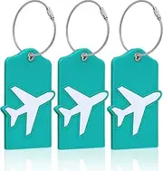 Vigorport Luggage Tags with Name ID Card, 3 Pack Flexible & Bright Silicone Luggage Tag for Suitcases TSA Approved, Best Travel Accessories for Baggage/Bag Identification (Lake Blue)