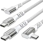 USB C to USB C Cable 100W [2-Pack, 1.8m] 5A PD Fast Charge Type C Cable Right Angle Compatible with Mac-Book Pro, i-Pad Pro 2022 Galaxy S24 Ultra S23, Hua-wei Matebook, Switch(Grey)