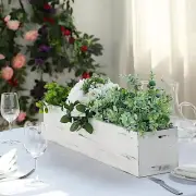 2 WHITE 30x6" Wood Rectangular Boxes Planter Holders Centerpieces Decorations