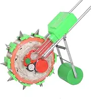 Power Tillers Manual Hand propelled Wheel-Rolling Corn Peanut Soybean Seeder Multifunctional Fertilizer Spreader Seeds Dispenser(Double 10nozzle 16.5)