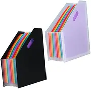 COMPUKAS 2pcs Accordion Folder Plastic File Organizer for Documents Capacity Standing File Holder Tidy Desk for Office School Use