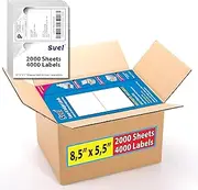 Bulk Half Sheet Shipping Labels 8.5" x 5.5" 4000 Labels (2000 Sheets) Laser & Inkjet Compatible Strong Adhesive Address Mailing Sticker Ideal for Amazon, Ebay, Shopify, Warehousing
