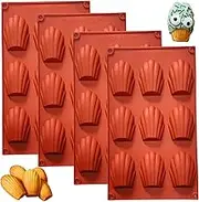 Ahorasky 4Pcs Madeleine Pans for Baking, 9-Cavity Non-stick Silicone Madeleine Cookies Trays for Baking, Shell Shape Madeleine Mold Cake Pans
