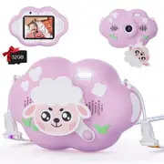 Kids Digital Selfie Camera 40 MP 2.4'Screen HD Digital Video Rainbow Camera with 32GB SD Card 8X Zoom for Toddler-Purple