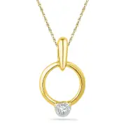 Natural Diamond Accent Circle Pendant in 10K Yellow Gold