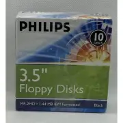 New Philips 3.5" Floppy Disks Black 1.44 MB IBM Formatted MF-2HD