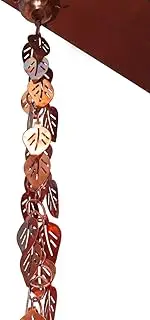 Cascading Leaves Rain Chain, 8-1/2 Feet Length Replacement Downspout for Gutters, Pure Copper