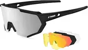X-TIGER Polarized Sports Goggles Cycling Glasses with 3 or 5 Interchangeable Lenses UV400 Protection Tr90 Superlight Frame Bike Spectacles for Men Women Outdoor Sport Golf Skiing Running Driving