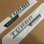 2x TURBO 4 MATIC Chrome Side Decal Badge Sticker for Mercedes-Benz C43 C63 E63
