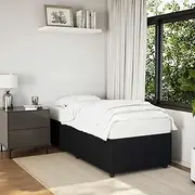 King Single Bed Frame Black Velvet Platform Base, Modern Bedframes with Headboard, Sturdy Bed with Slats for Bedroom Furniture
