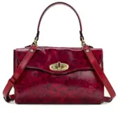 *Patricia Nash Alexandria Top Handle Satchel Leather Etched Roses w/Dustbag NWT