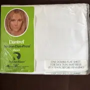 Vintage New sealed Dan River Dantrel Double Flat Sheet White