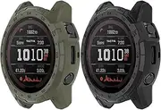 [2 Pack] TenCloud Watch Cases Accessories Intended for Garmin tactix 7/tactix 7 Pro Case (No Screen Protector) Rugged Protective Case for Garmin Tactix 7 Pro (Black+Green)