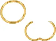 [365 Sleepers] Gold Plated Sterling Silver Hand Made In Australia Hinged Hoop Sleeper Earrings Nose Lip Septum Ring Nickel Free Hypoallergenic 8mm - 14mm