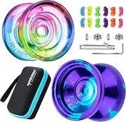 Yoyo 2 Pack Responsive Yoyo for Kids，Professional Yoyo Crystal K2 + Metal Yo Yo V8，Dual Purpose Yo-Yo Replacement Unresponsive Yoyo Bearing for Beginners and Advanced with 12 Yoyo Strings + Yo yo Bag