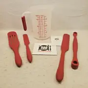 Mad Hungry 5-Pc Red Silicone Spurtle Baking Prep Set w/ 28oz Measuring Cup