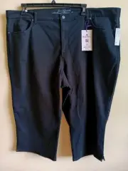Gloria Vanderbilt All Around Slimming Amanda Capri Jeans Pants 24W Black NWT $9