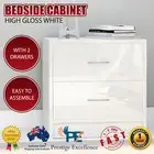 High Gloss White Bedside Cabinet 2 Drawers Nightstand Chipboard Side Couch Table