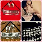 Mirror choker,Beautiful handmade big,desiger afgani necklace/Silver Necklace