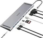 HOPDAY 10 in 1 Dual Display Laptop USB C Docking Station, USB C Hub