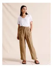 [Piper] Relaxed Tapered Linen Pant in Brown