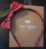 Mud Pie Kids Tartan Red Plaid Christmas Bow Headband